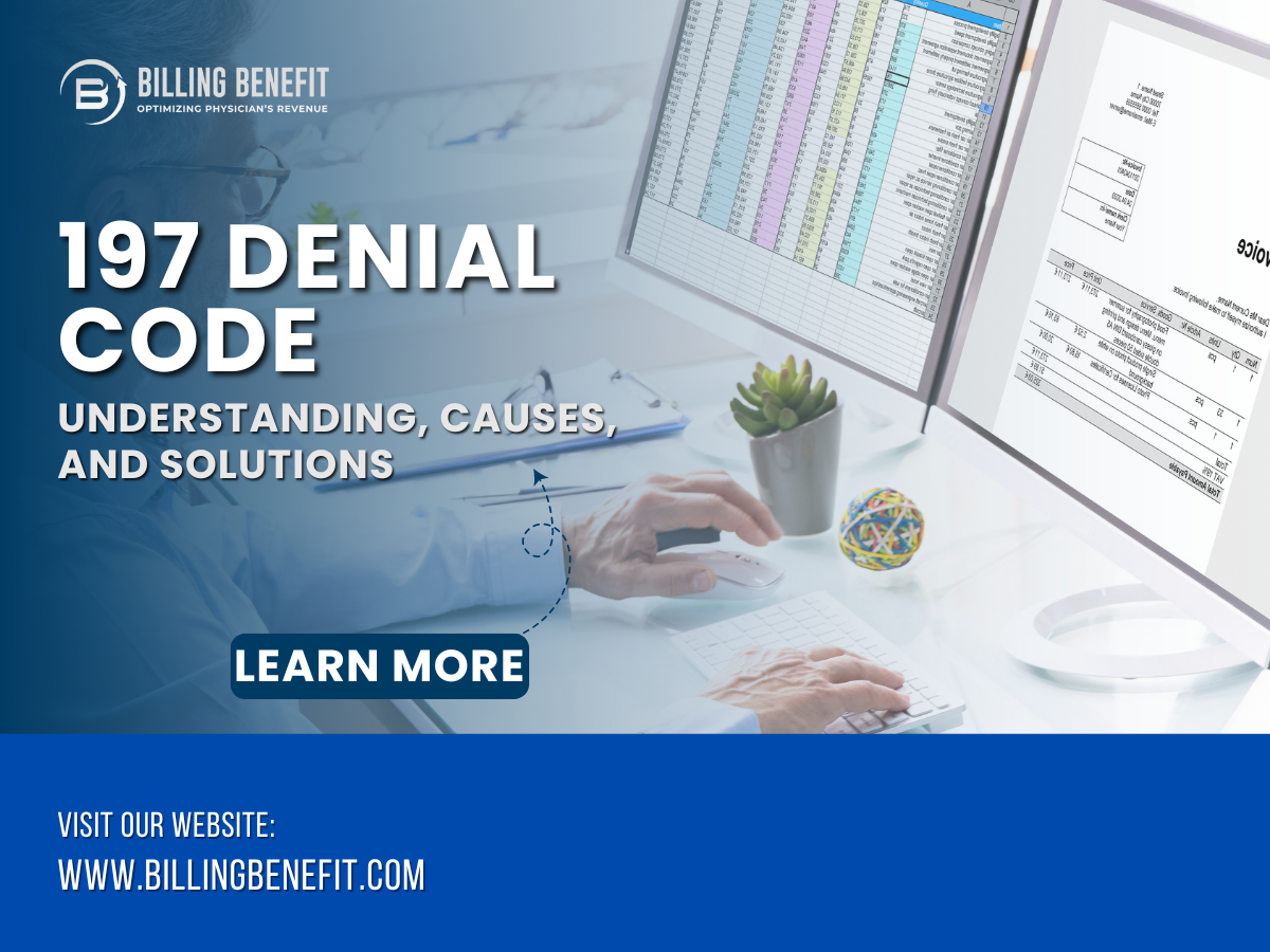 Explanation of 197 denial code due to missing pre-authorization in medical billing.