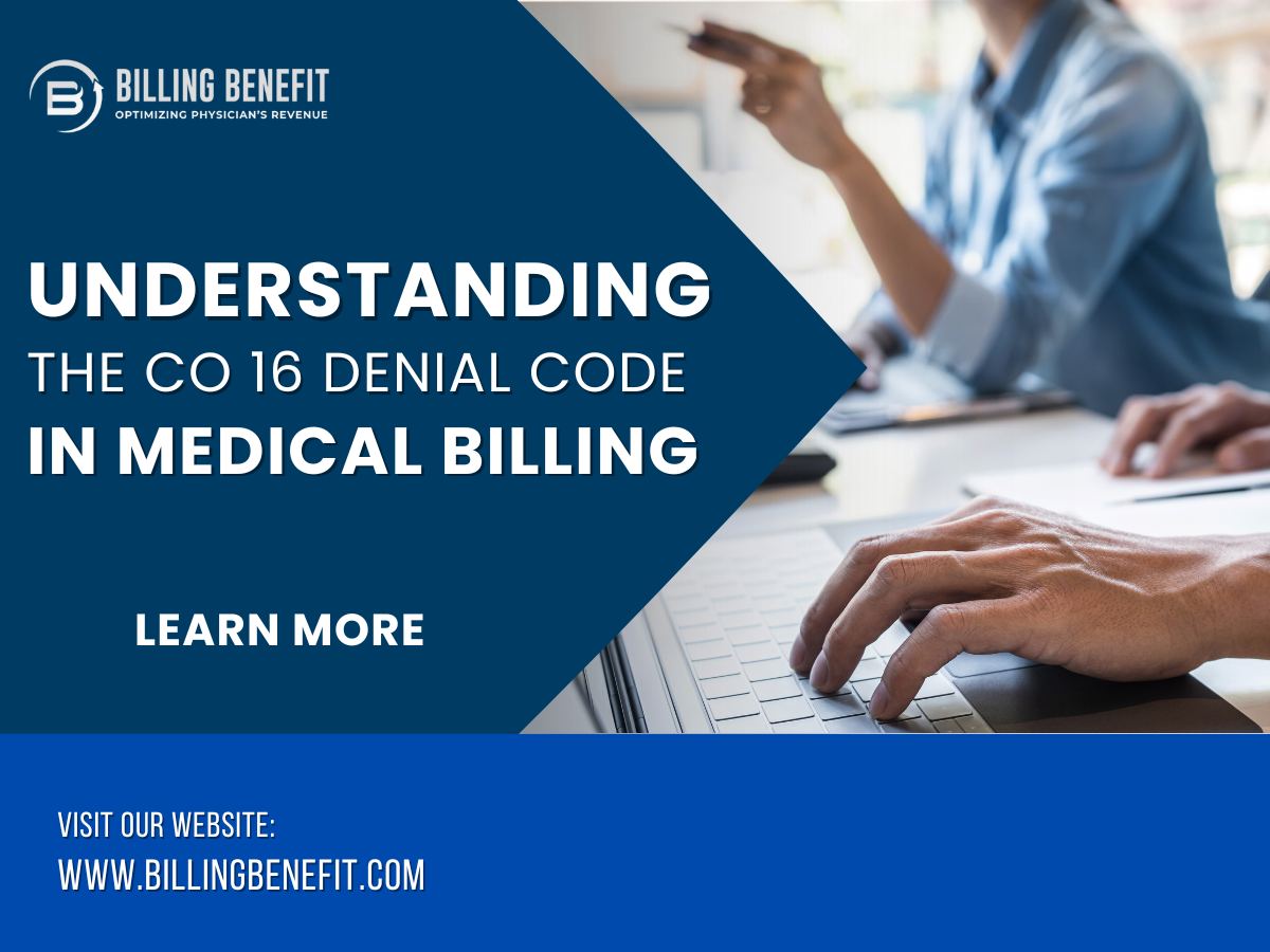 Illustration explaining the meaning and solutions of CO 16 denial code in medical billing