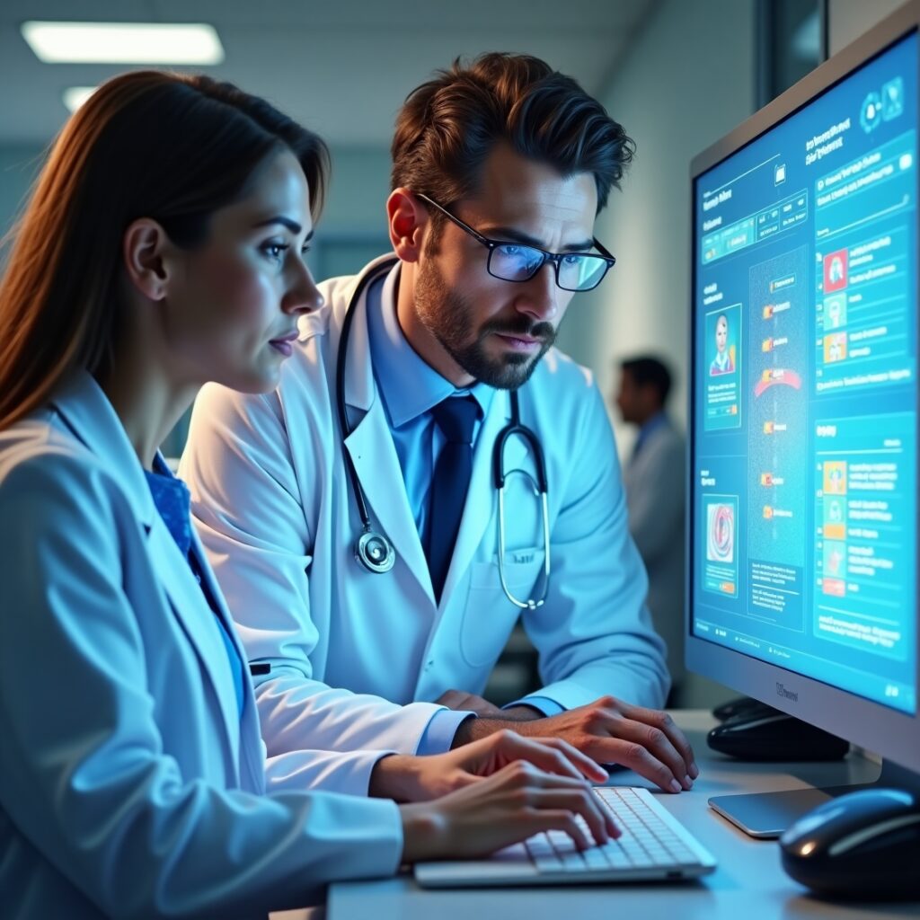 Healthcare staff using AI in medical billing for faster claims approval