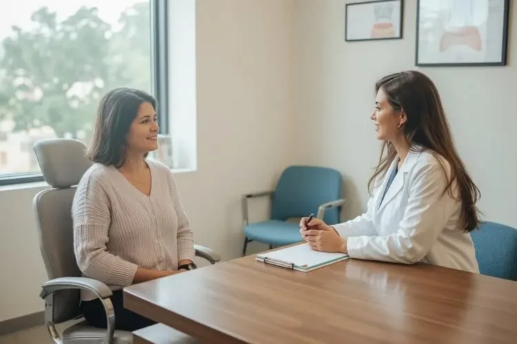 Doctor meeting with a patient in a bright office
