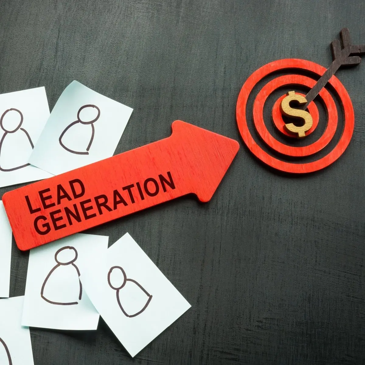 Lead generation arrow hitting a target