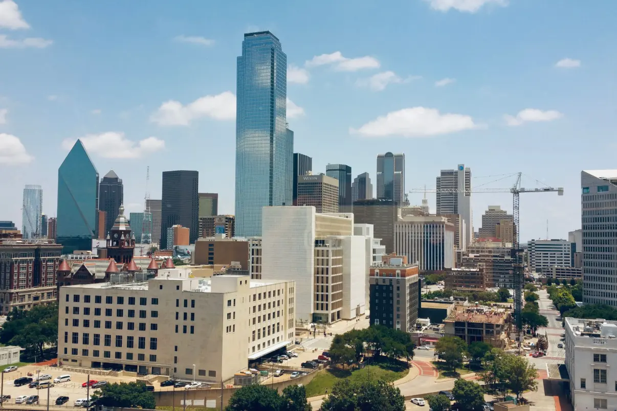 Downtown Dallas skyline on a sunny day