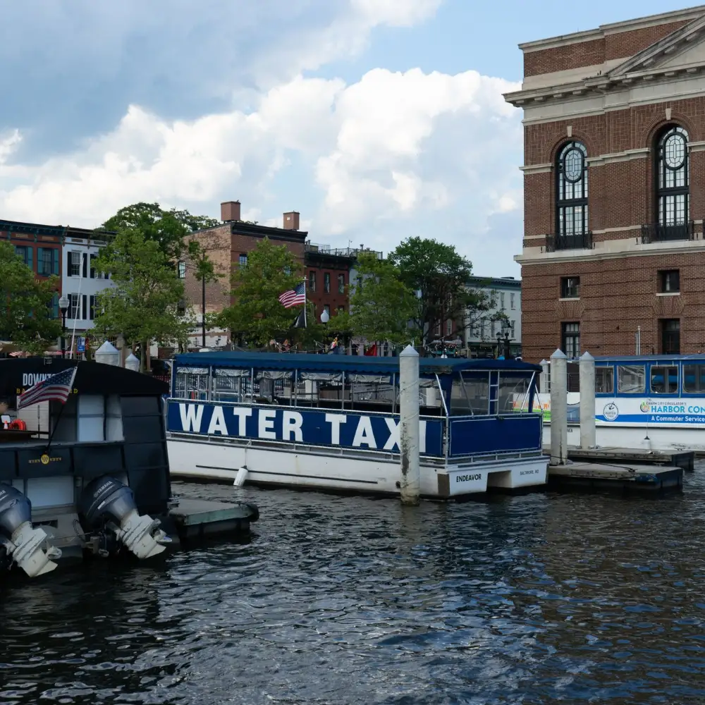 Water taxi at the Fells Point waterfront in Baltimore
